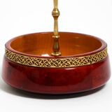 Beautiful 1960s nut bowl by Aldo Tura made of red goatskin and brass