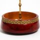 Beautiful 1960s nut bowl by Aldo Tura made of red goatskin and brass
