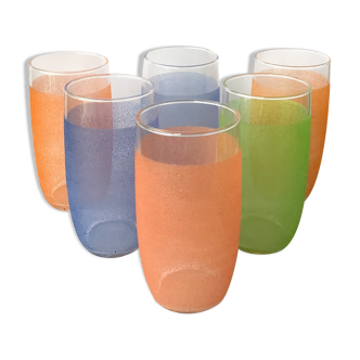6 verres granité à orangeade vintage