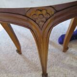 Table basse Ronde-Bois sculpté-Marbre blanc veiné-Style régence/louis XV