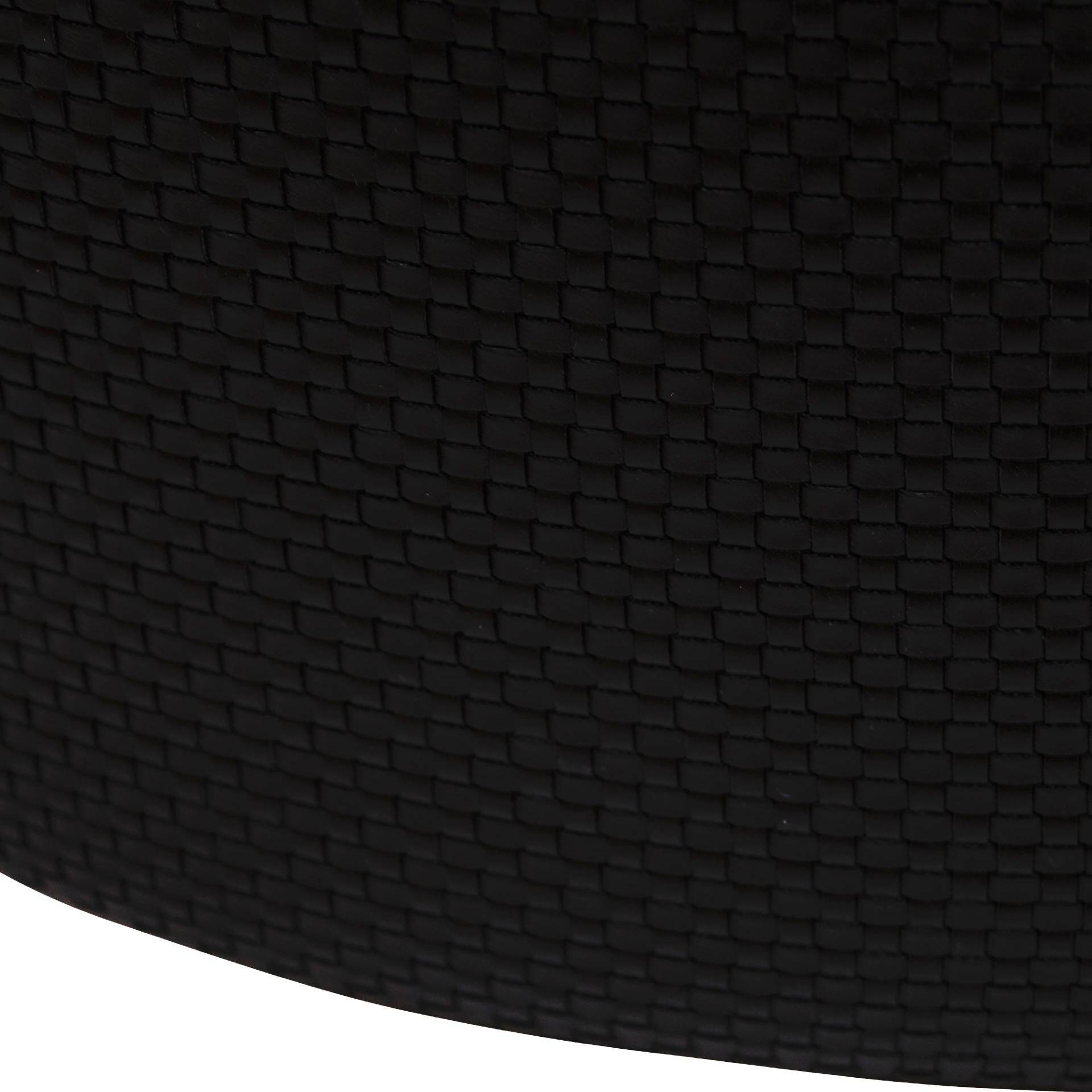 Contemporary LA Design Wood Upholstered In Black Braided Lambskin Circular Pouf