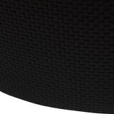 Contemporary LA Design Wood Upholstered In Black Braided Lambskin Circular Pouf