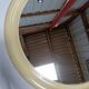 Round mirror in cream plastic, French house Syla, 70s