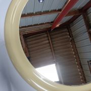 Round mirror in cream plastic, French house Syla, 70s