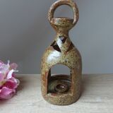 Ancienne lanterne bougeoir en grès pyrité, lanterne décorative