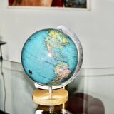 Vintage metal and wood terrestrial globe 1950
