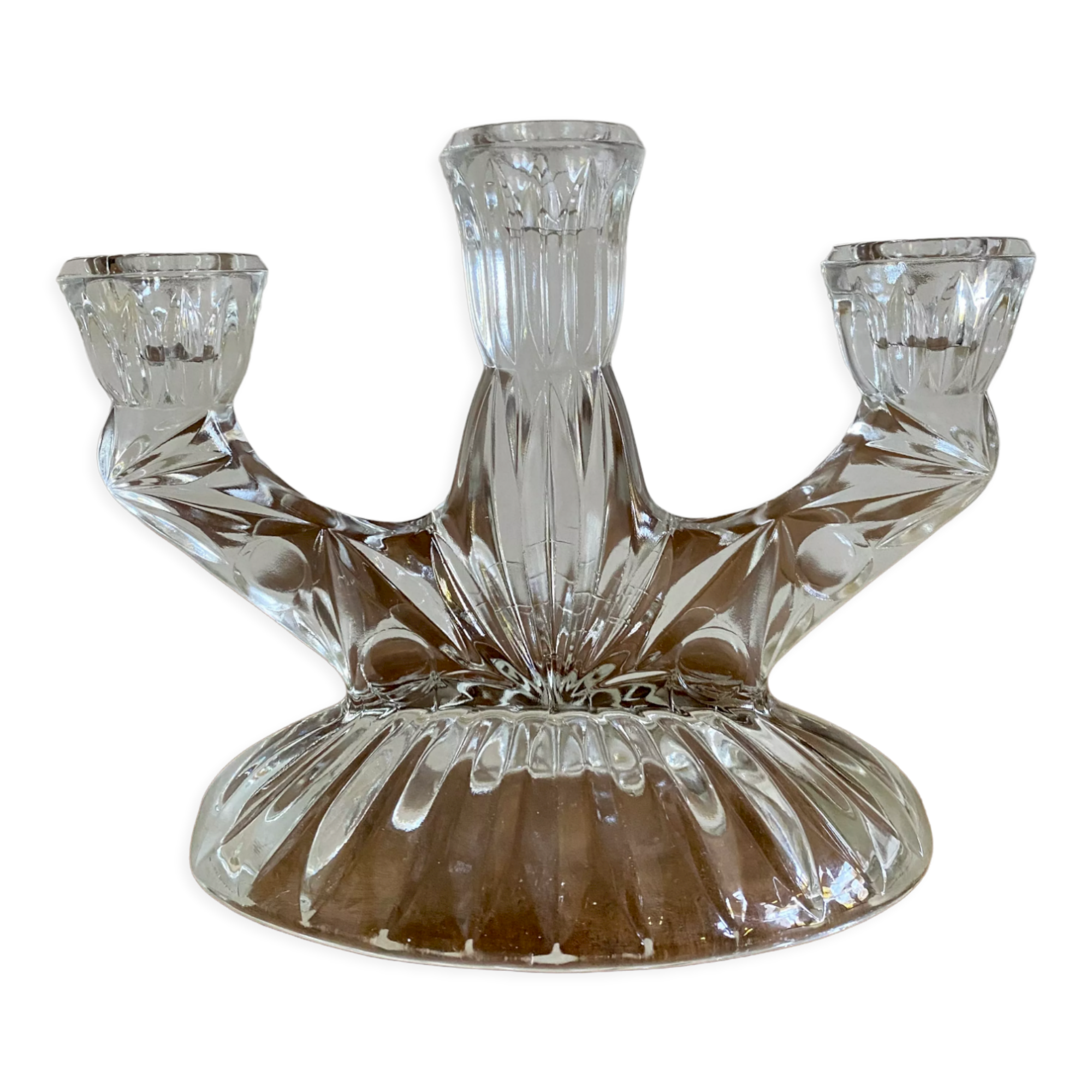 3-spoke glass candle holder