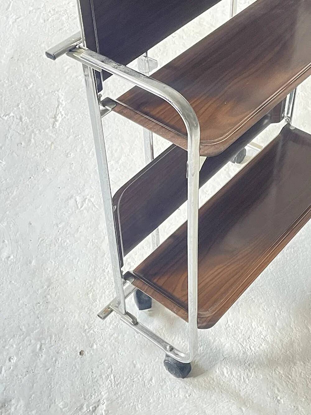 Chrome Midcentury folding service trolley, Germany 1950s