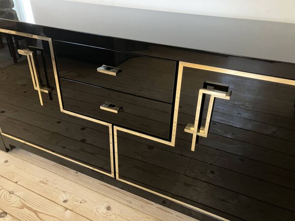 Buffet enfilade des années 1970 laqué noir