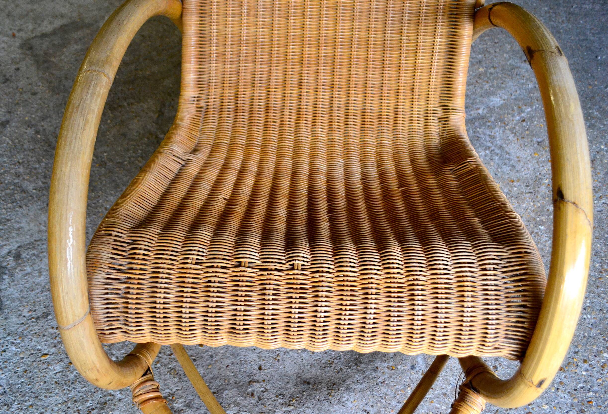 60s rocking chair rattan bamboo rocking chair