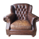 Fauteuil chesterfield à oreille cuir