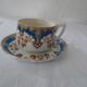 Cup and saucer floral décor faience fine BFK Boch Brothers Keramis old