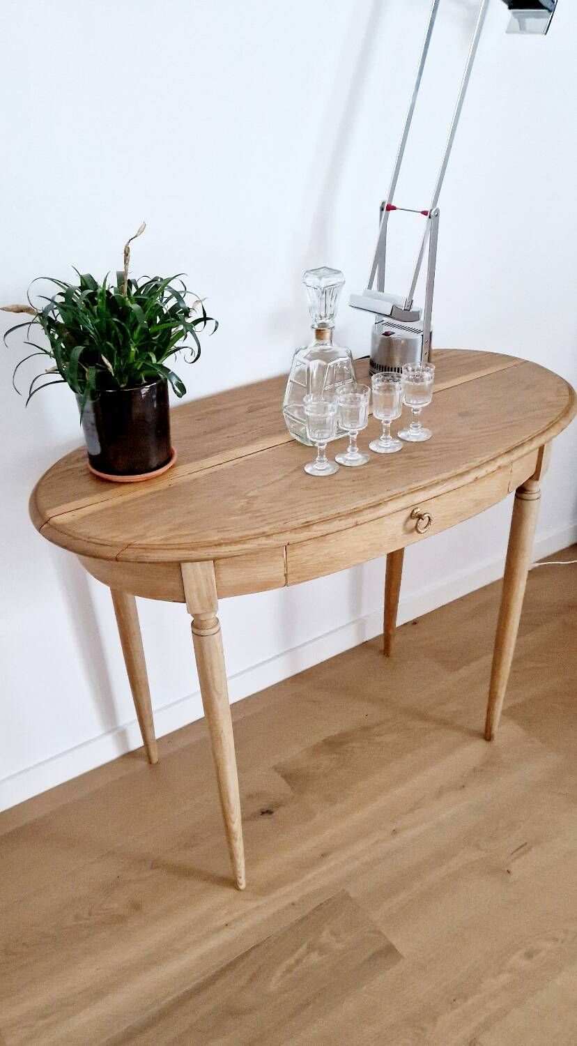 Louis XVI style oak desk console table