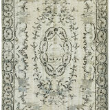 Handmade Distressed Oriental 1980s 184 cm x 283 cm Grey Rug