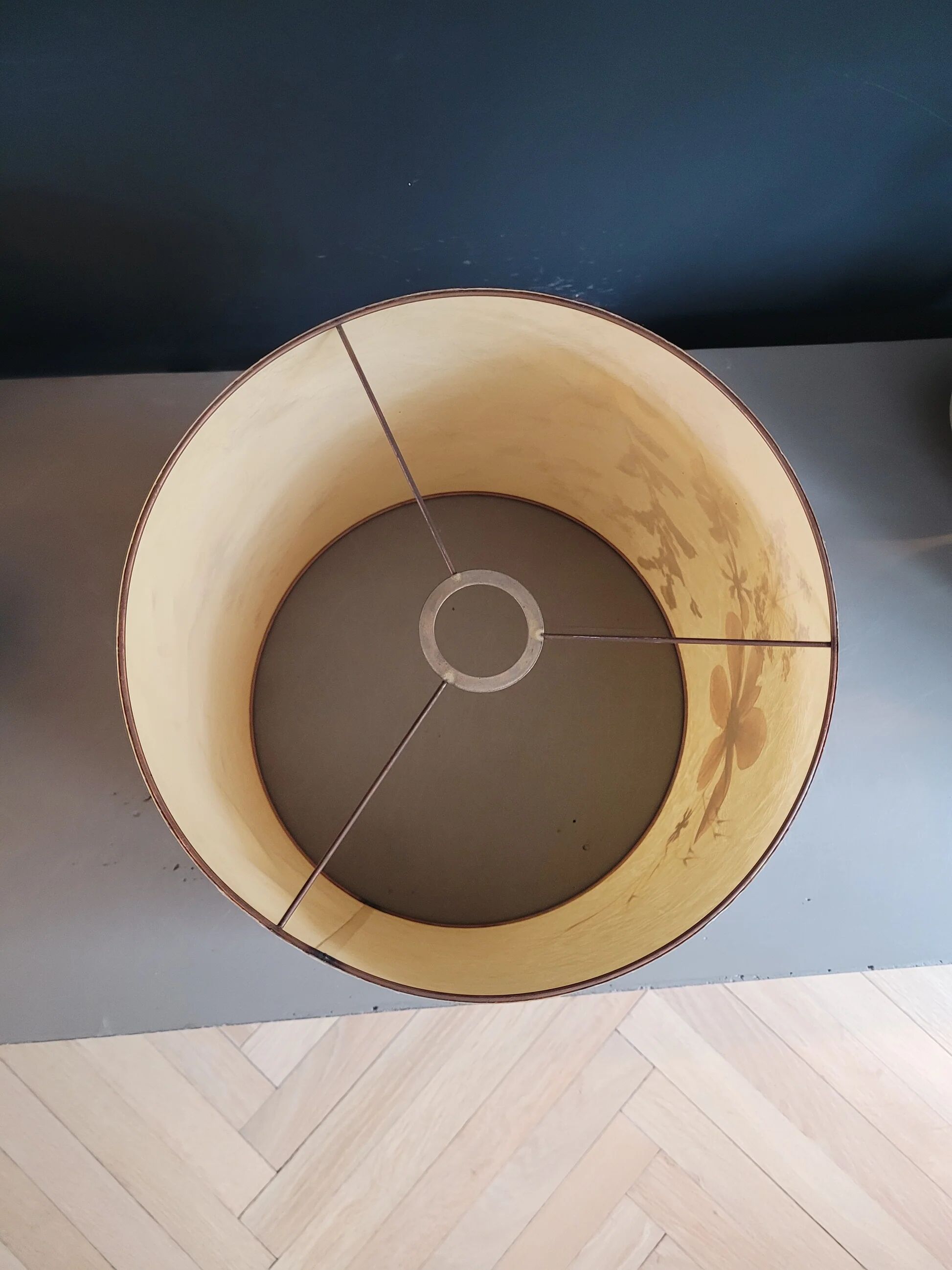 Large vintage lampshade with dried flowers