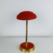 1950s desk lamp, red metal and brass