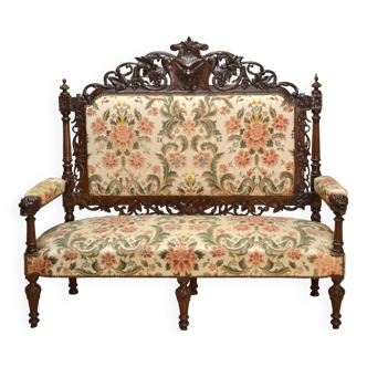 Carved Oak Sofa, 19th Century