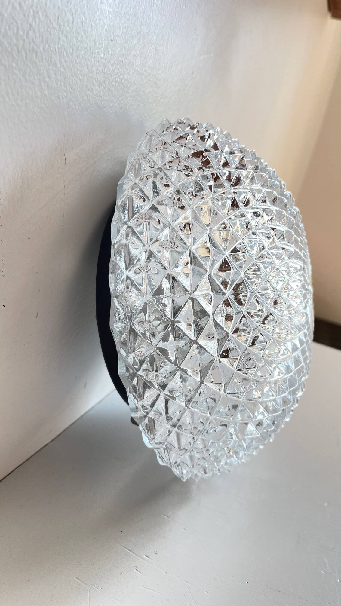 Applique, plafonnier en semi-cristal, années 50