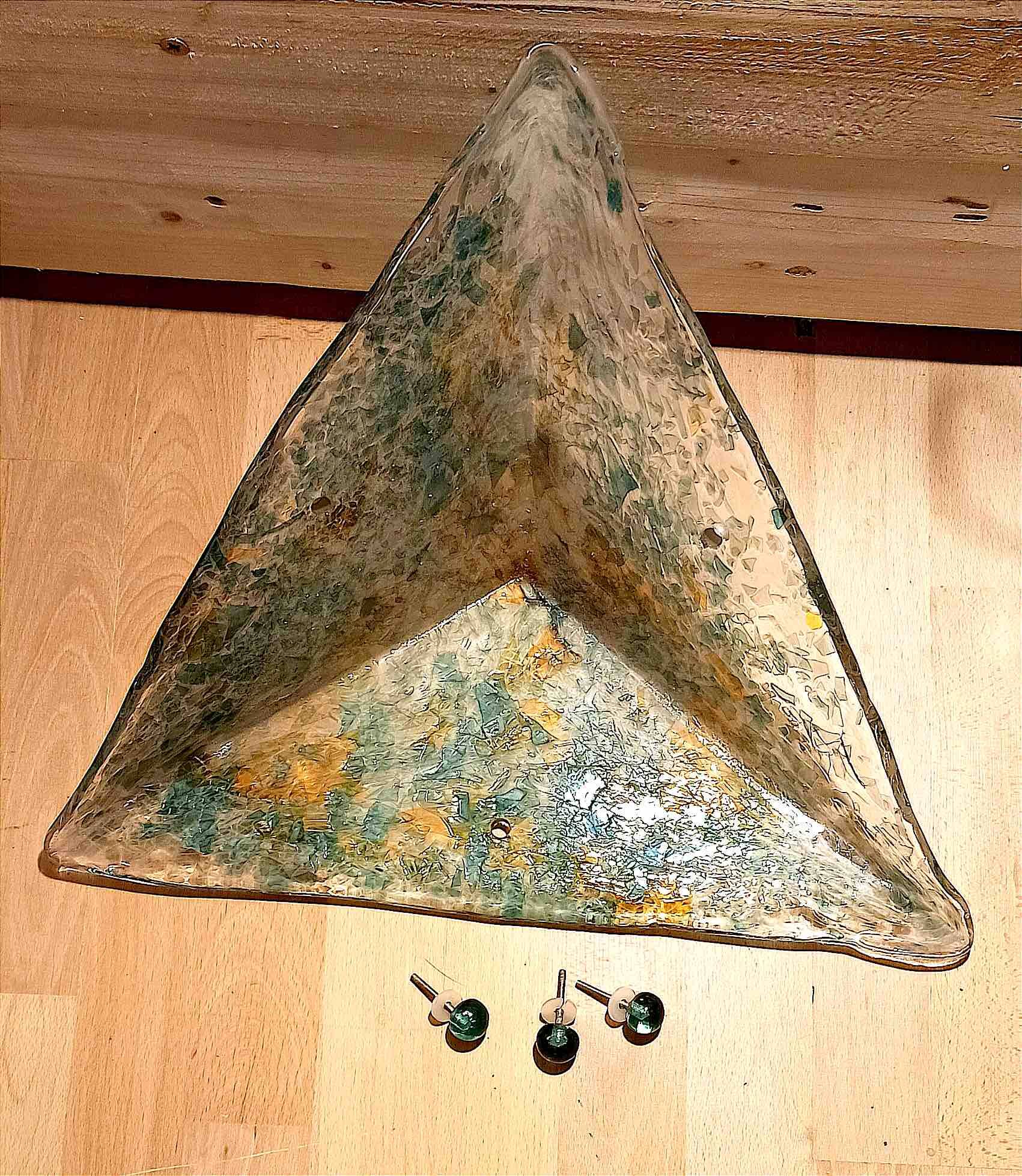 Triangular Murano light fixture (ceiling light or wall light) 1970s Height 48 cm
