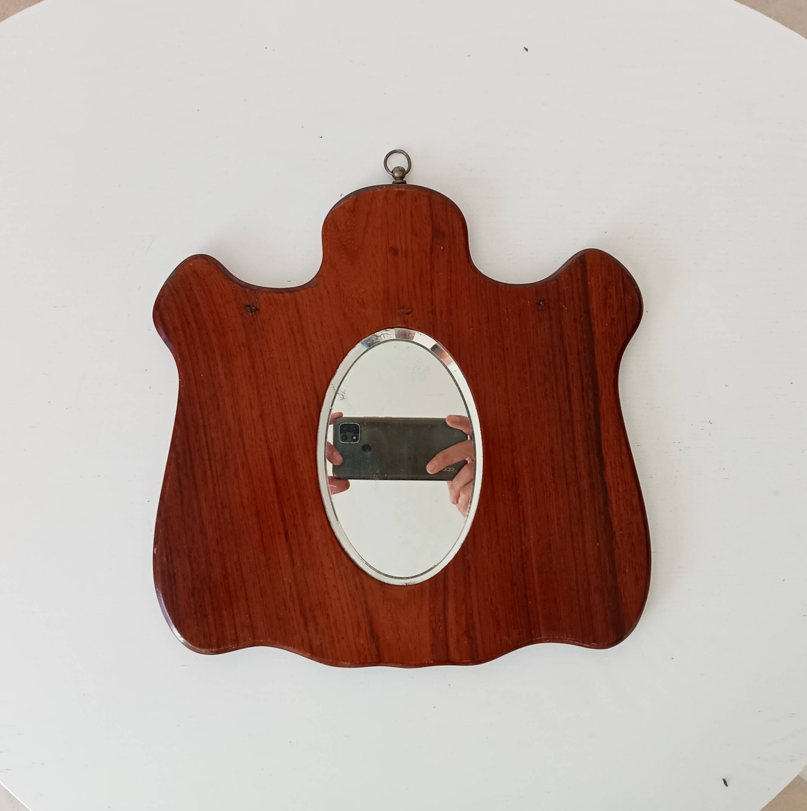 Small vintage free-form beveled mirror from the 60s