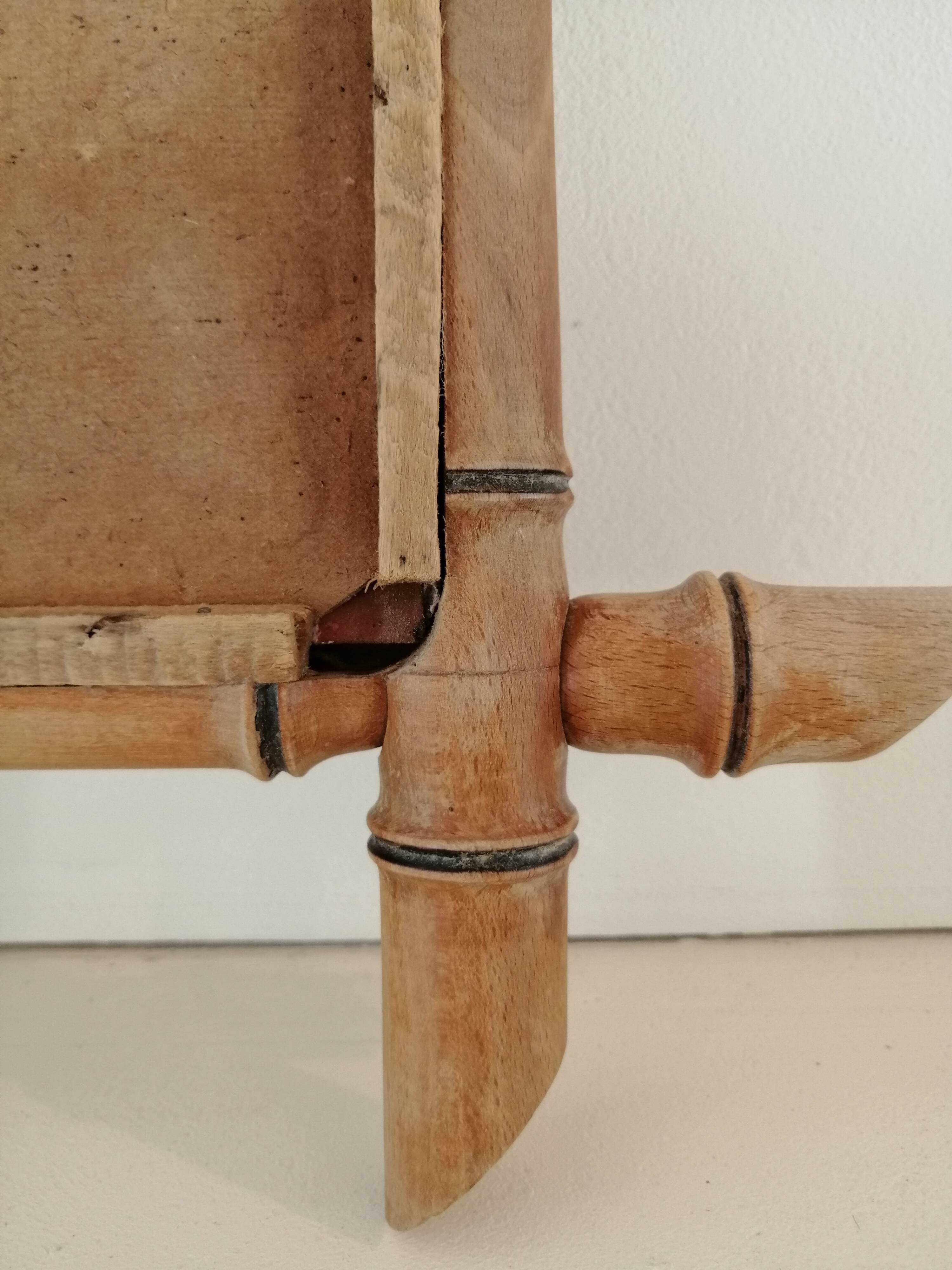 Set of vintage wood mirrors bamboo effect