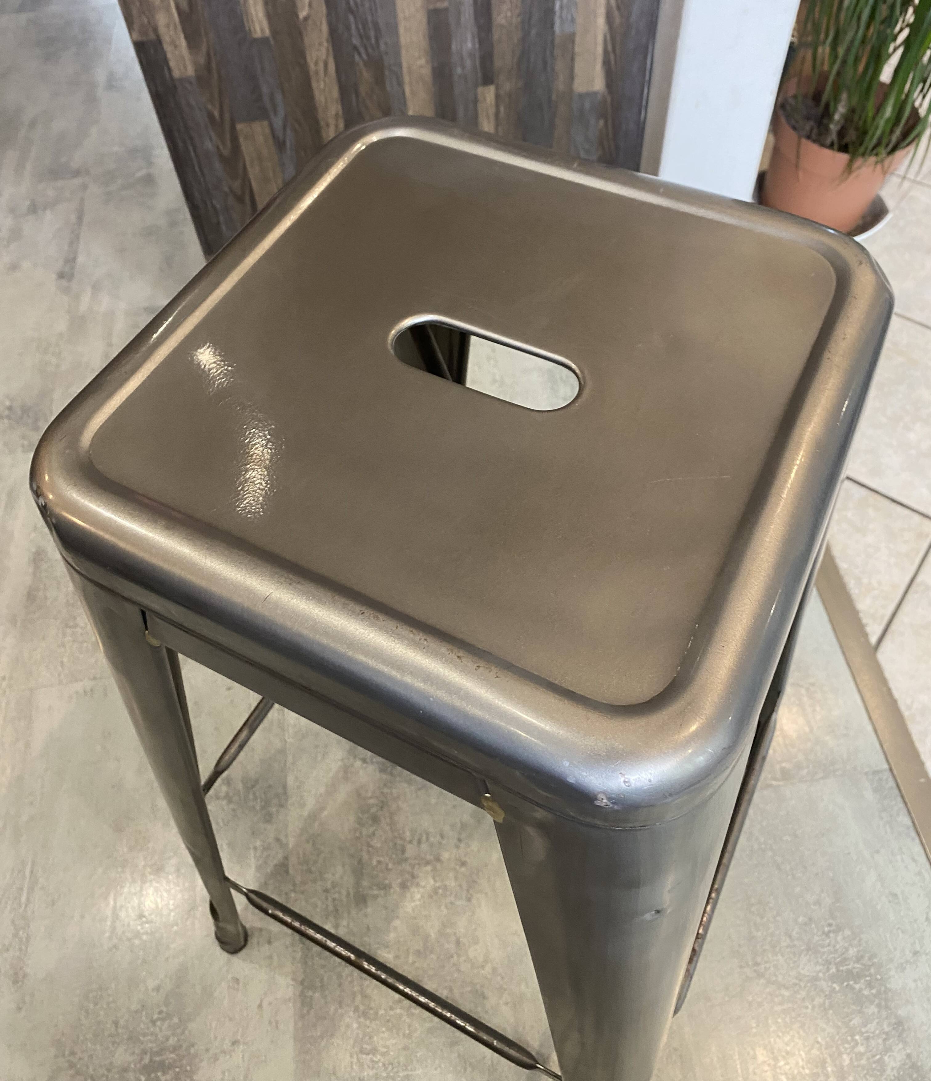Genuine TOLIX H75 industrial high bar stool, stackable, varnished metal.