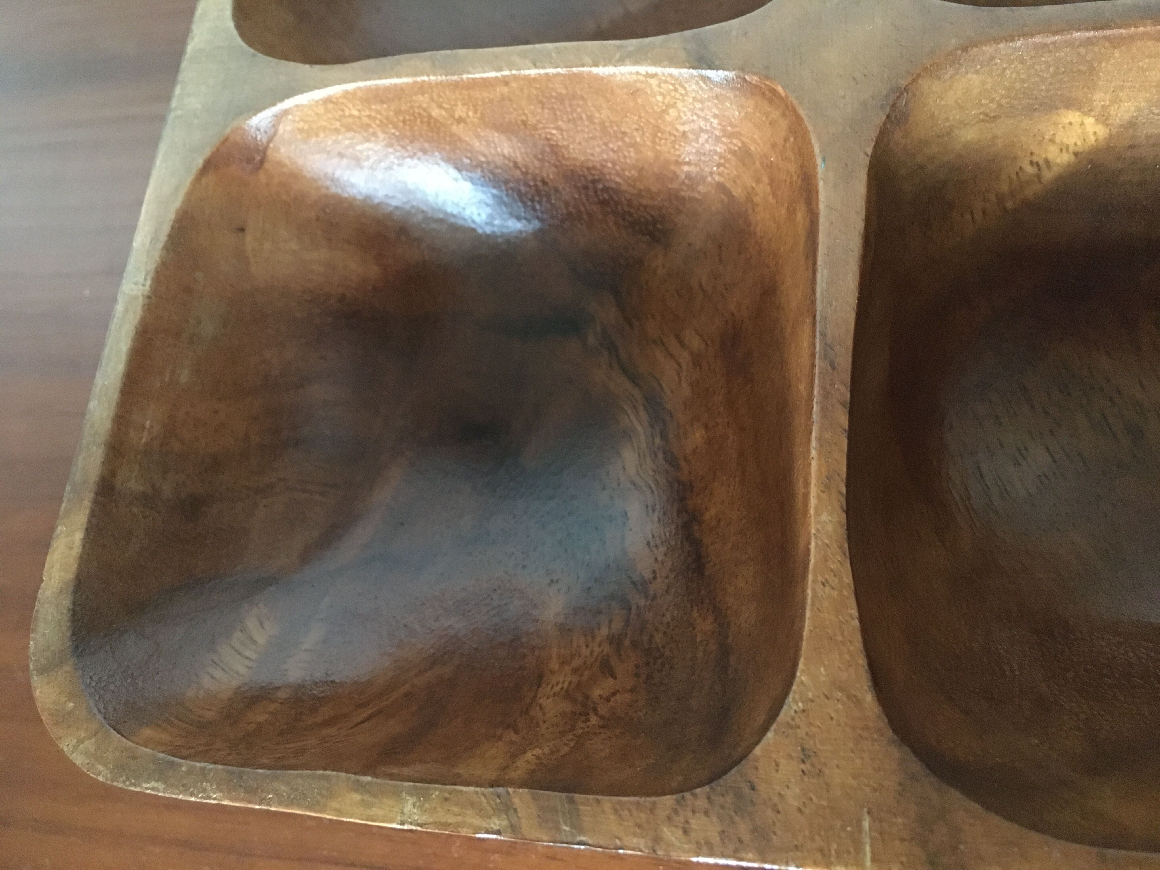 Wooden dish with compartments