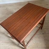 Vintage teak and rope magazine rack coffee table