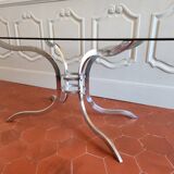 70s chrome and smoked glass dining table