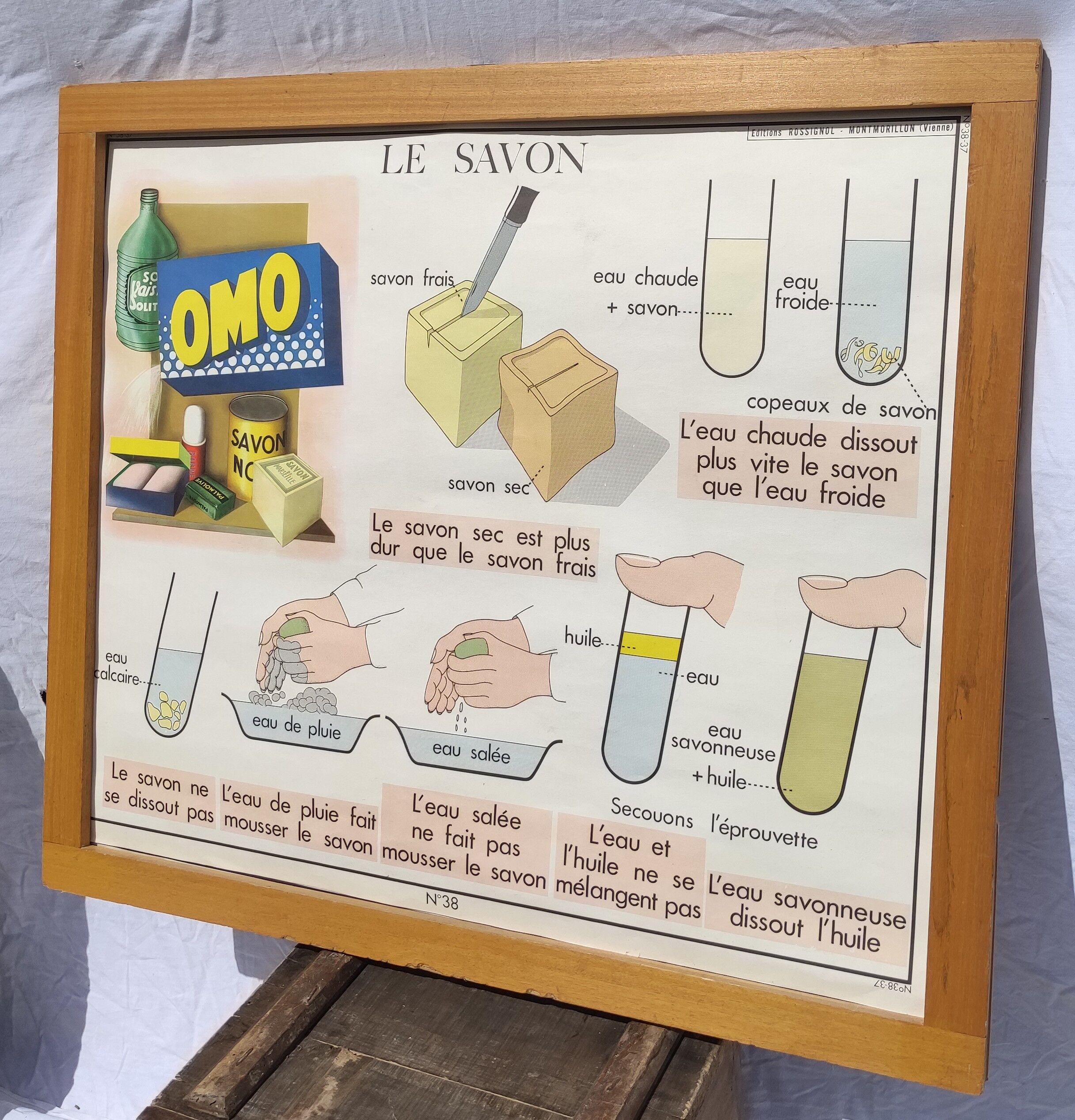Educational and school poster Rossignol Montmorillon soap and glass