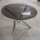 Tripod table in chrome steel and tray in smoked glass circa 1970