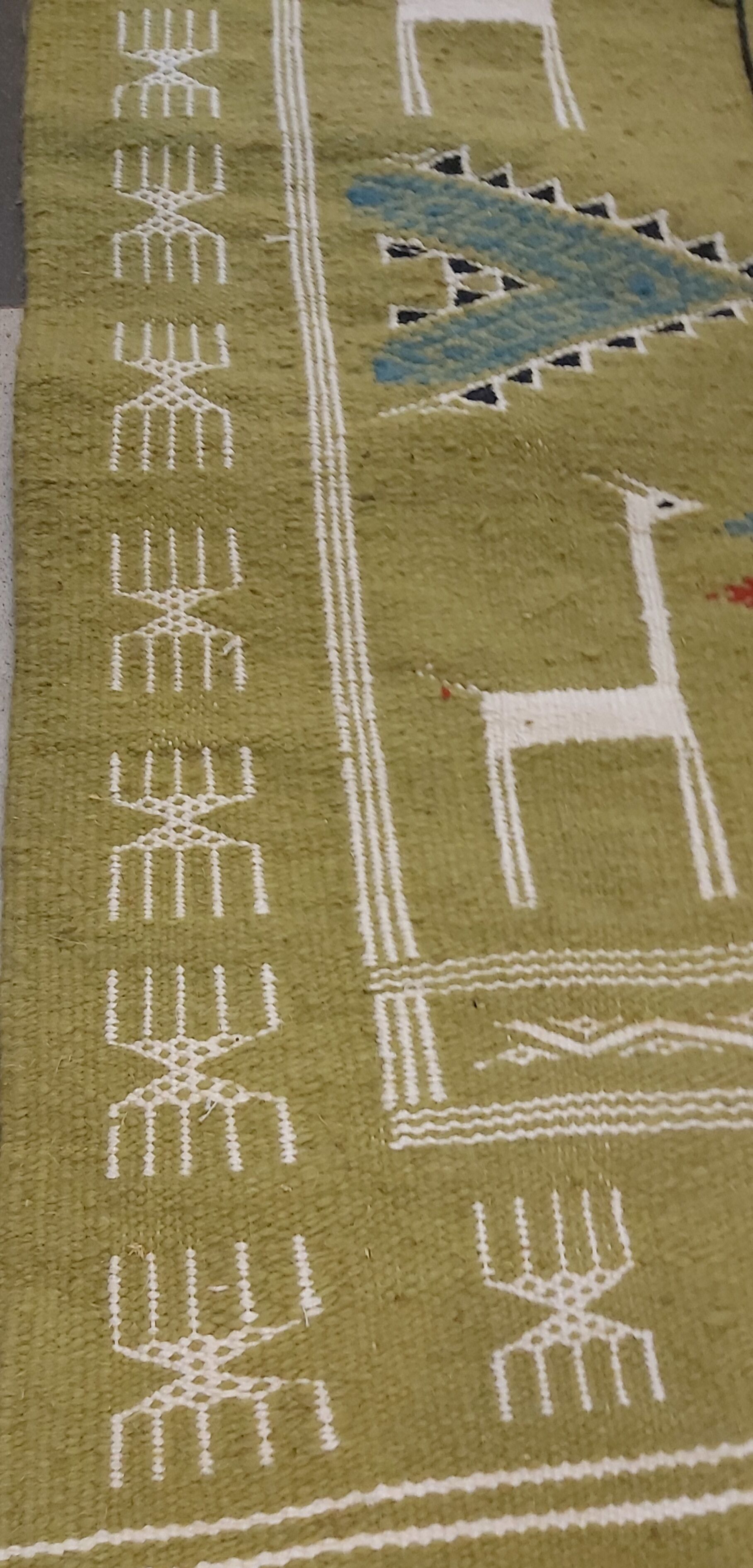 Traditional handmade multicolored green kilim carpet  68x102cm