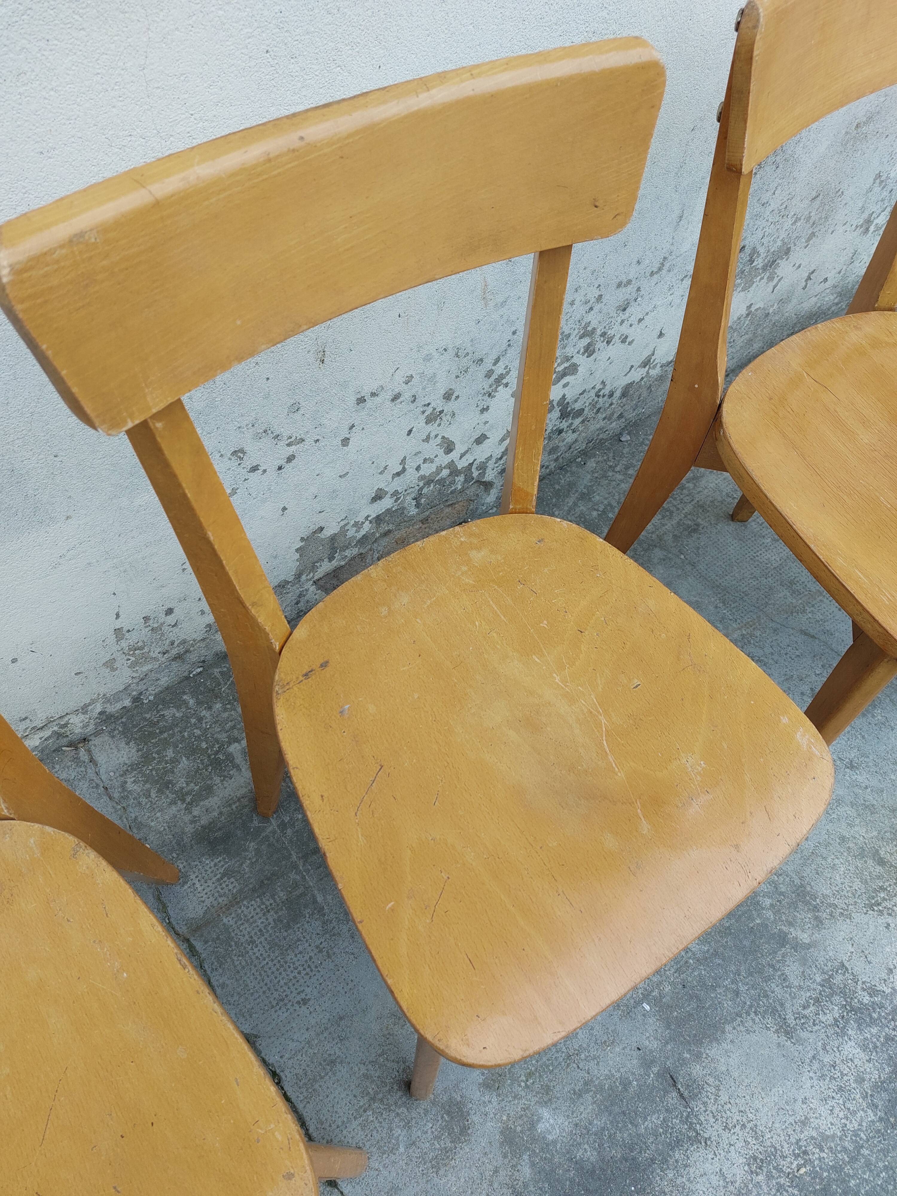 Série de 4 chaises de bistrot année 50