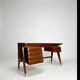 Bureau en bois et laiton attribué à Vittorio Dassi, Italie, années 1950