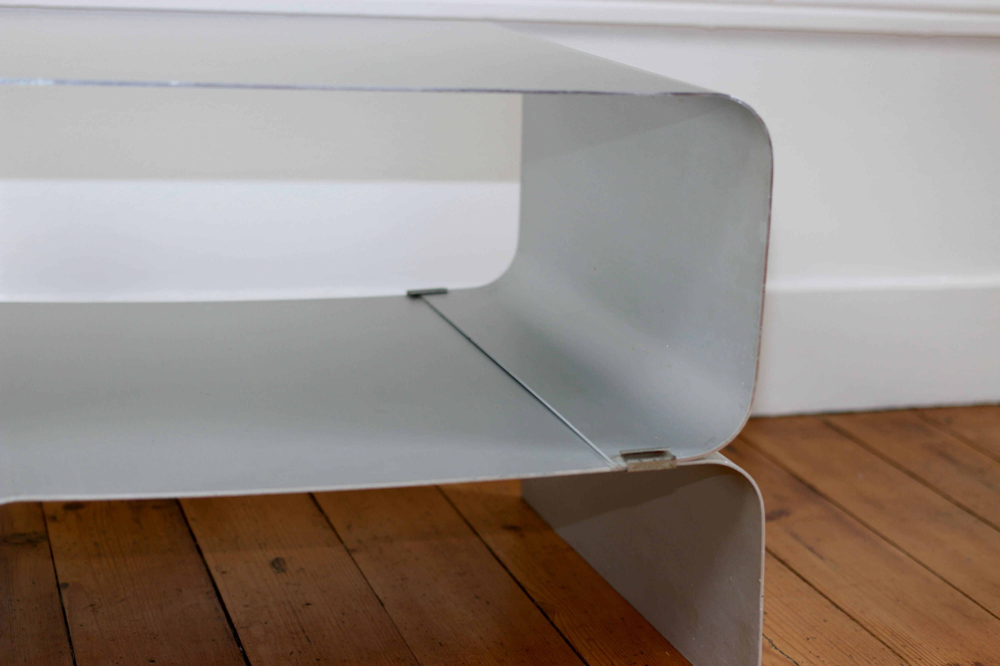 Brushed aluminum coffee table from the 1970s