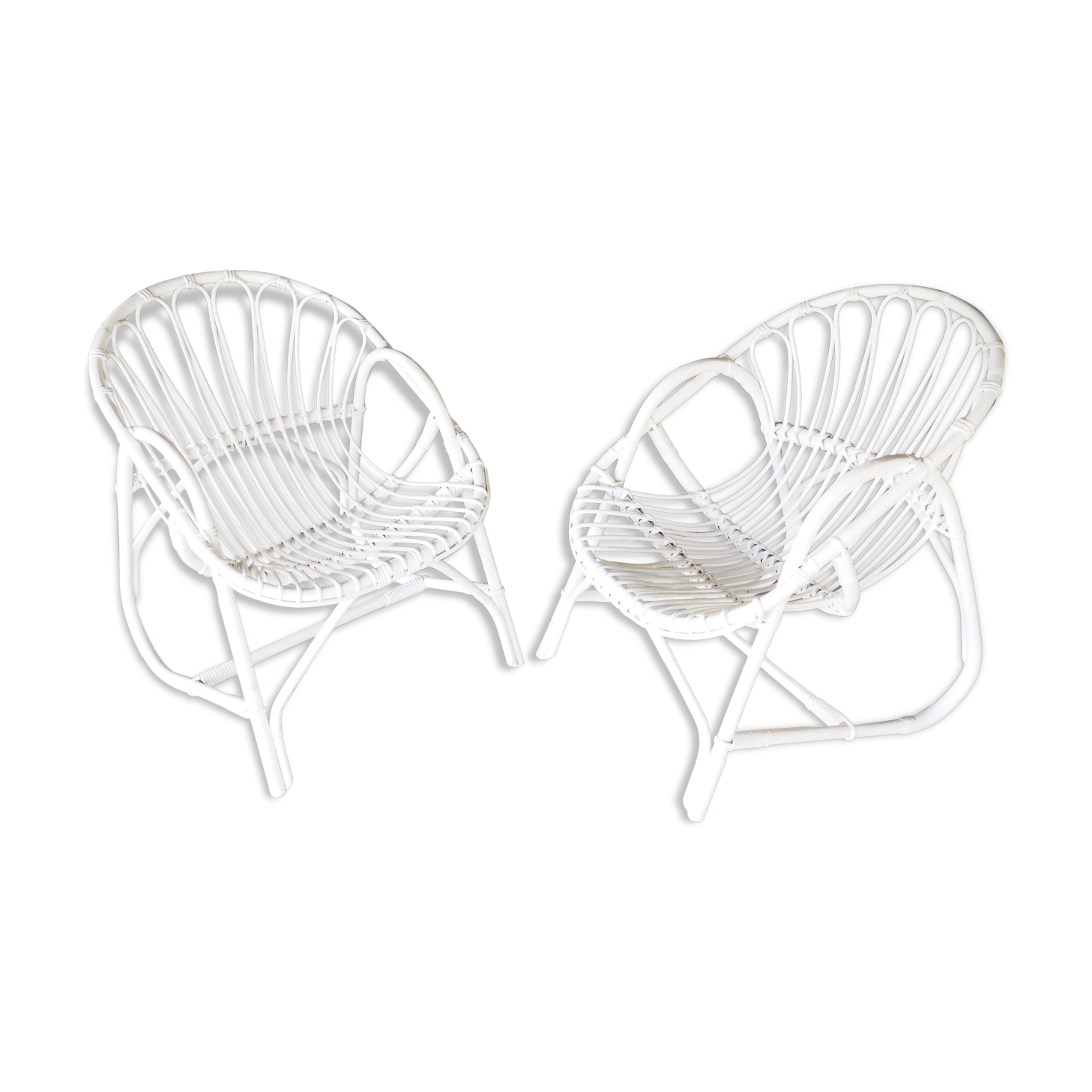 Paire de fauteuils rotin