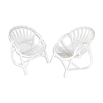 Pair of rattan armchairs