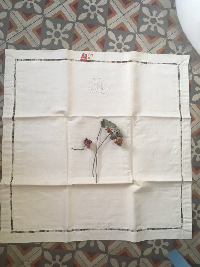 Pair mixed pillowcases embroidered A B.