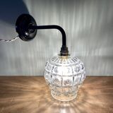 Vintage globe wall lamp in molded glass