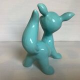 Renard en céramique bleue