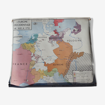Rossignol map, school poster No. 13 of Western Europe from 1610 to 1715