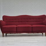 Années 1960, canapé danois 3 places, état d'origine, tissu coton-laine.