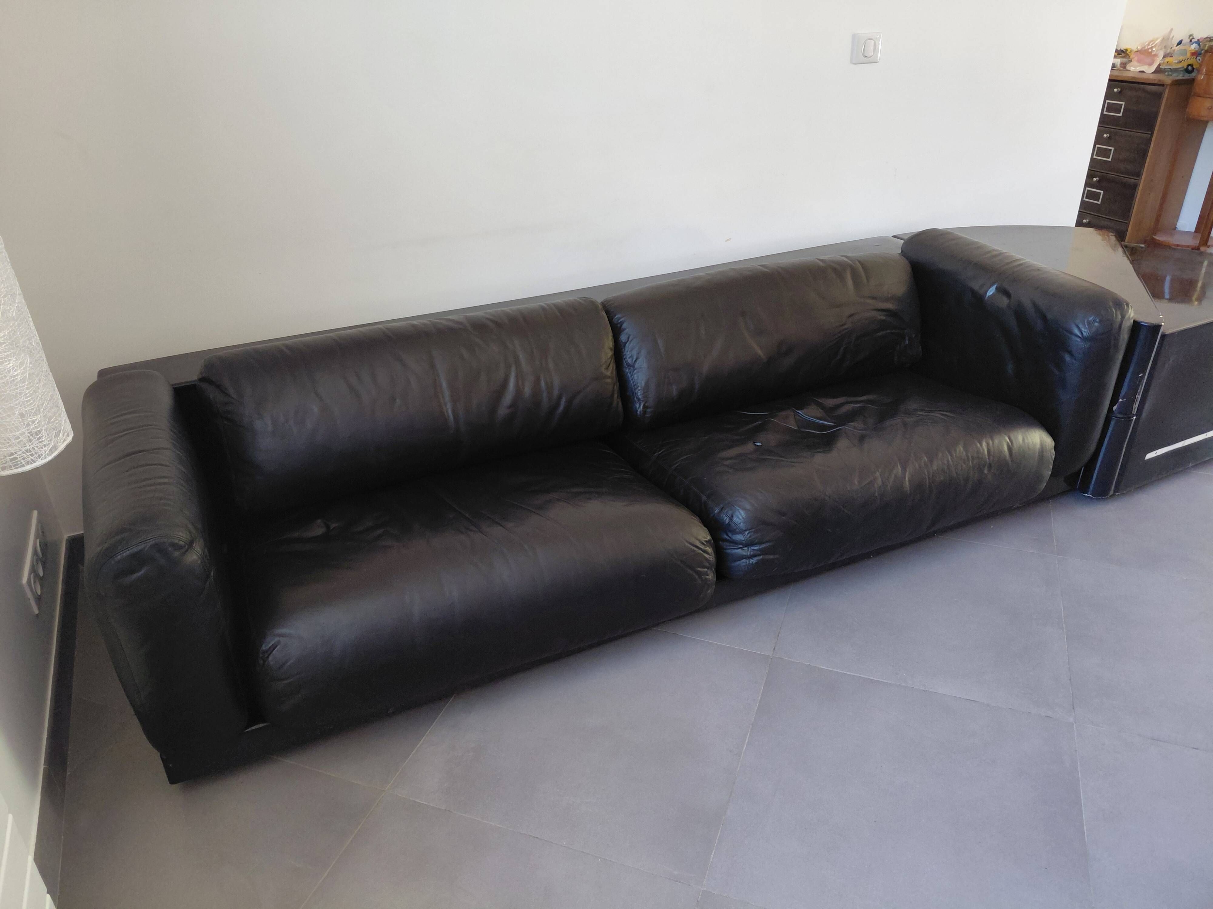 Cini Boeri - Gradual Lounge Sofa Black Leather Knoll/Gavina