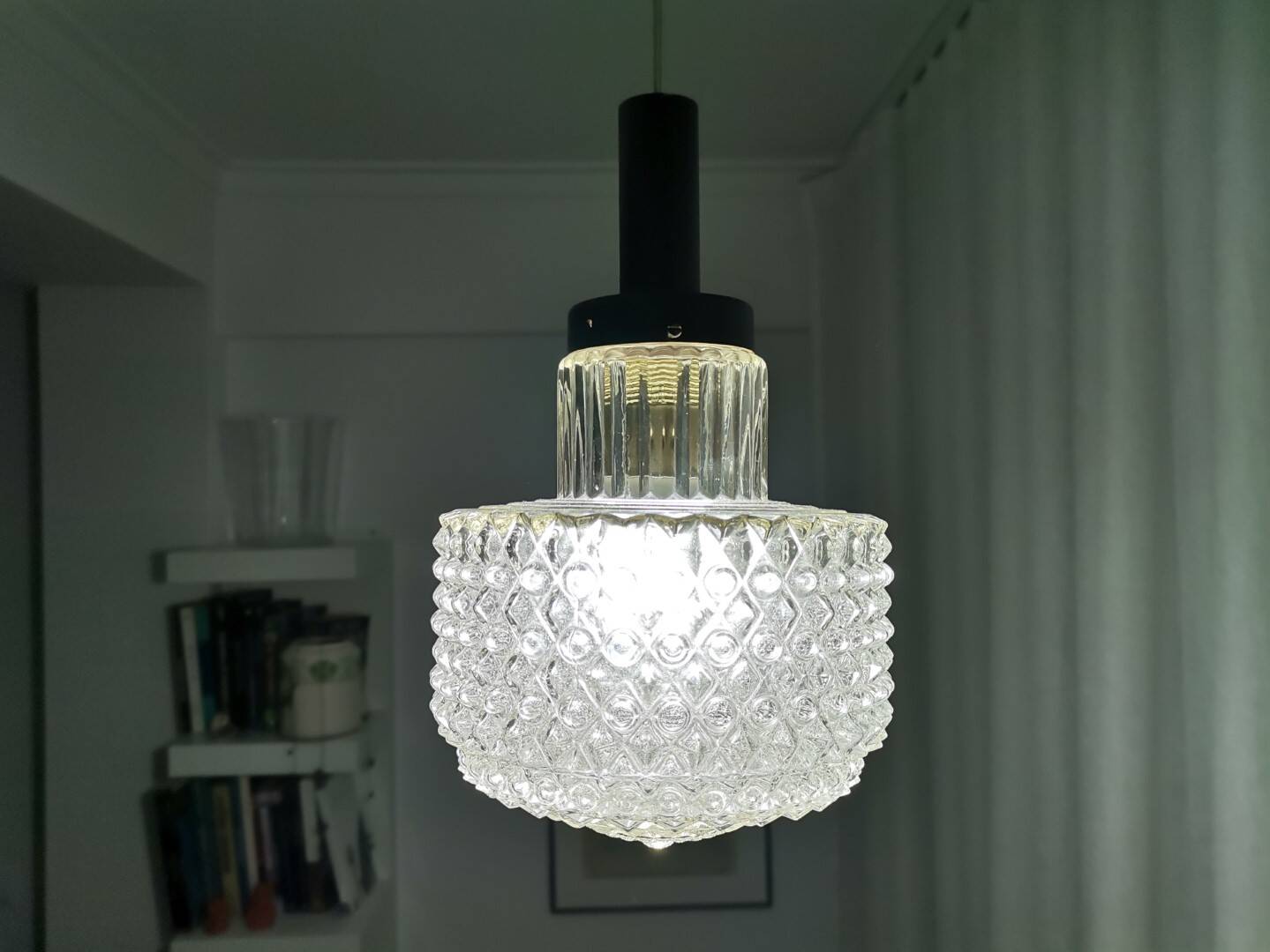 Mid Century small hobnail glass hanging ceiling lamp