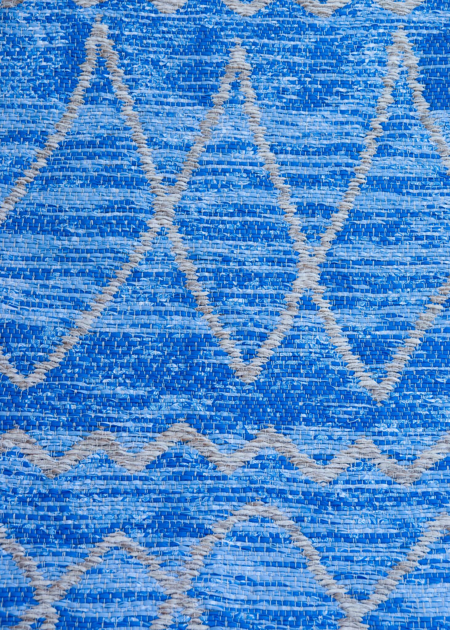 Recycled cotton handmade rug - Reversible - Blue