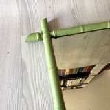Miroir en rotin vert vintage