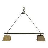 Pendant light with 2 light points in aged billiard-style brass