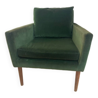Newman armchair in spruce green velvet - The Conran Shop