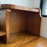 Wooden console table / vintage folding desk with mirror and small drawer