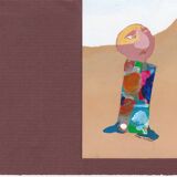 Œuvre originale signée de Robert Willems, gouache et collage. carte de vœux.